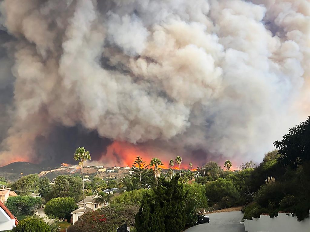 wild fire in residential area